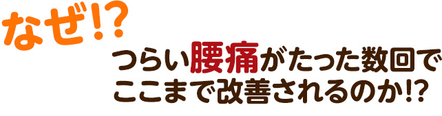 なぜ? つらい腰痛がたった数回でここまで改善されるのか!?